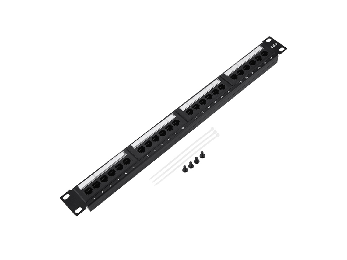Patch Panel Cat6 24 Portas Rack para Gerenciamento de Cabos | S/MARCA