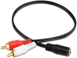 1 Cabo de Áudio com Conector Estéreo Fêmea de 3,5 mm para Dois Conectores RCA Macho