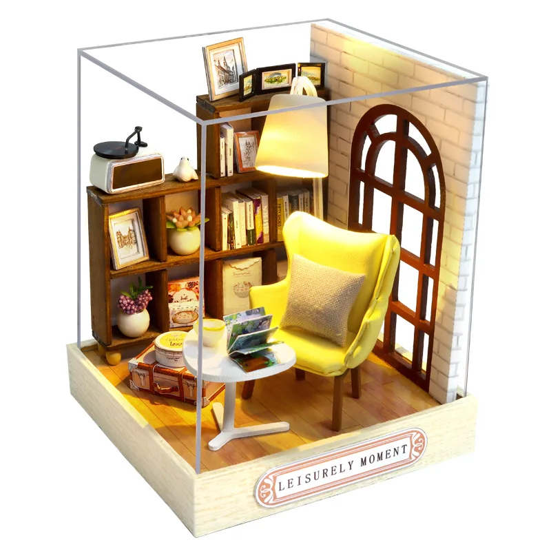 Casa de Bonecas em Miniatura 3d de Madeira para Montar. Artesanato Criativo para Montar uma Casa em Miniatura. MDUG (estilo 4)