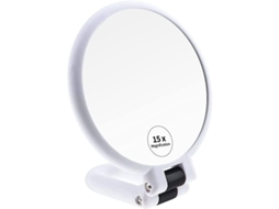 Espelho de Mão com 15x Aumento, Duplex com Pedestal Rotativo 360° para Viagem e Uso Diário