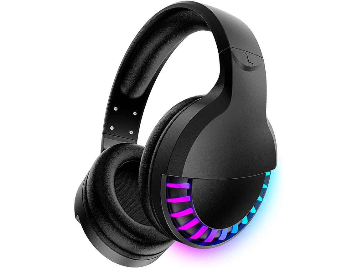 Fones de Ouvido Sem Fio Bluetooth com Cancelamento de Ruído Microfone Estéreo Hifi Deep Bass Rainbow Rgb Backlight para Pc JIAPEI (preto)