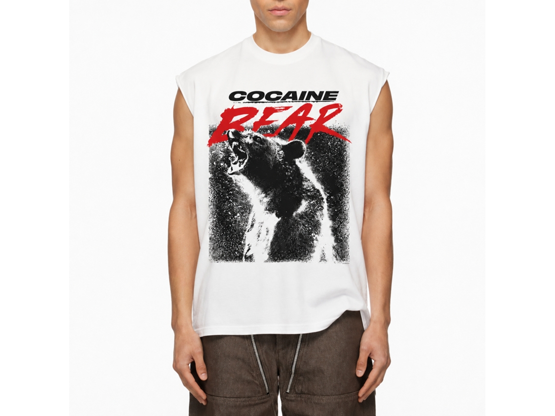 Rockinstone Cocaine Bear Poster Light White Adult T-shirt Size:xxxl