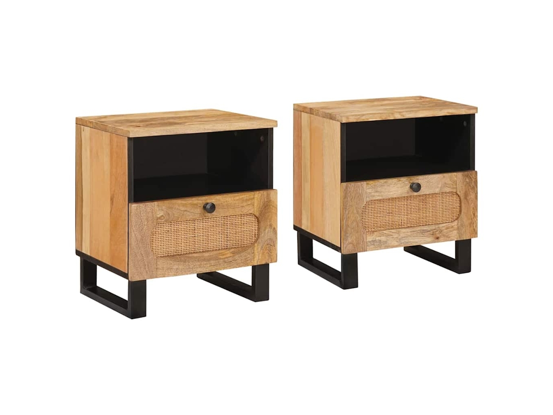 Armário Cabeceira com Gaveta 2 Pcs Natural 40 X 33 X 46 Cm VIDAXL