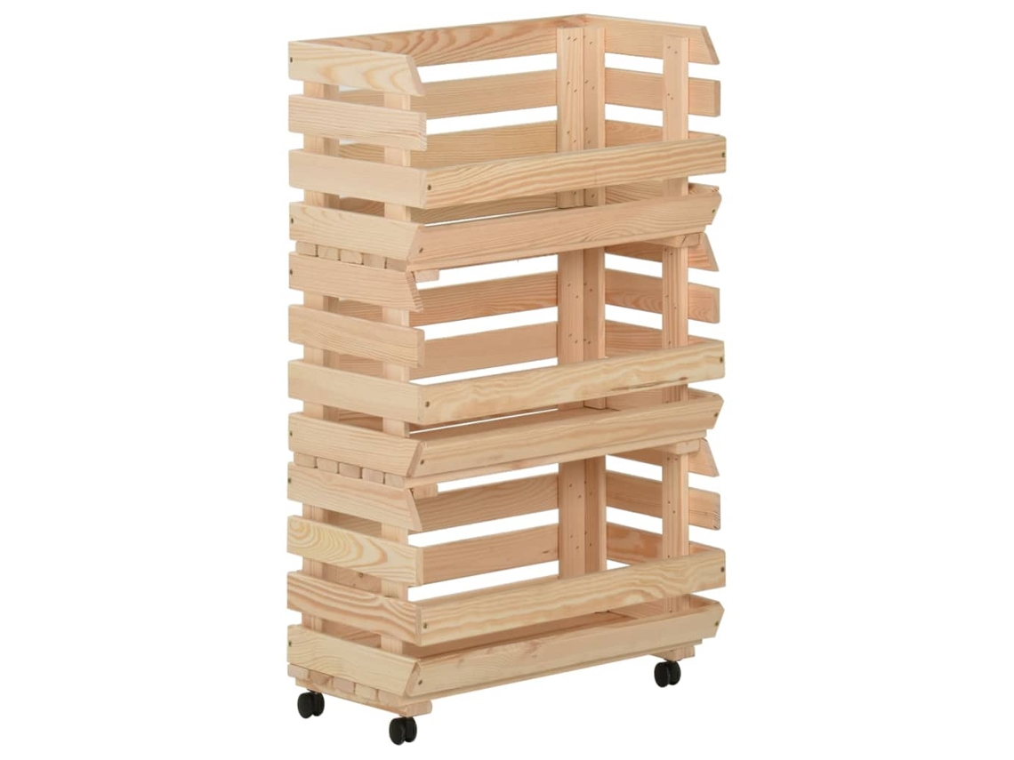 Vegetable Trolley, Vegetable Trolleys Vidaxl Marrom Madeira De Pinho (37 X 30 X 80 Cm)
