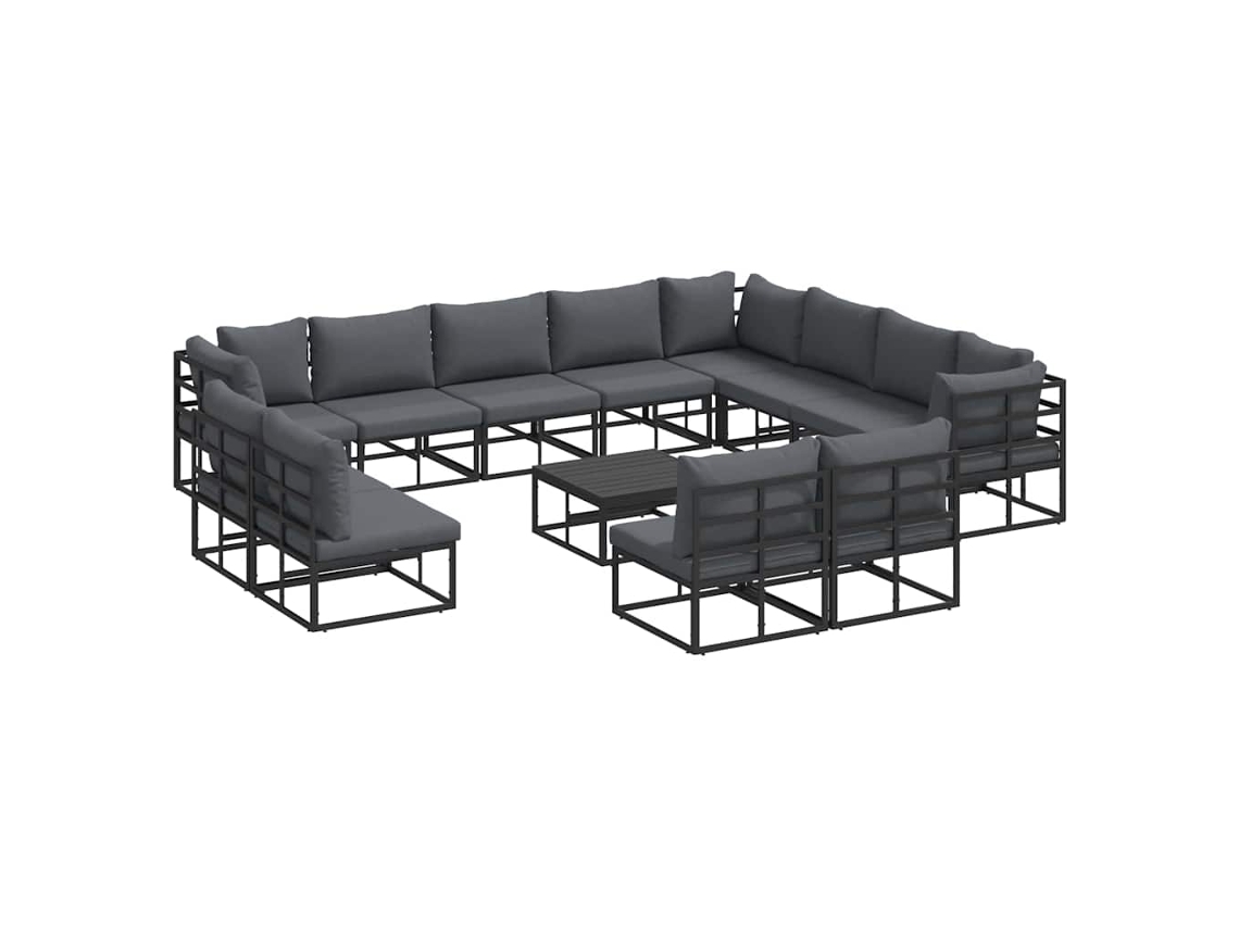 Conjunto 13 Conjuntos De Sofás Para Jardim Vidaxl Preto Alumínio (353 X 283 X 71 Cm)