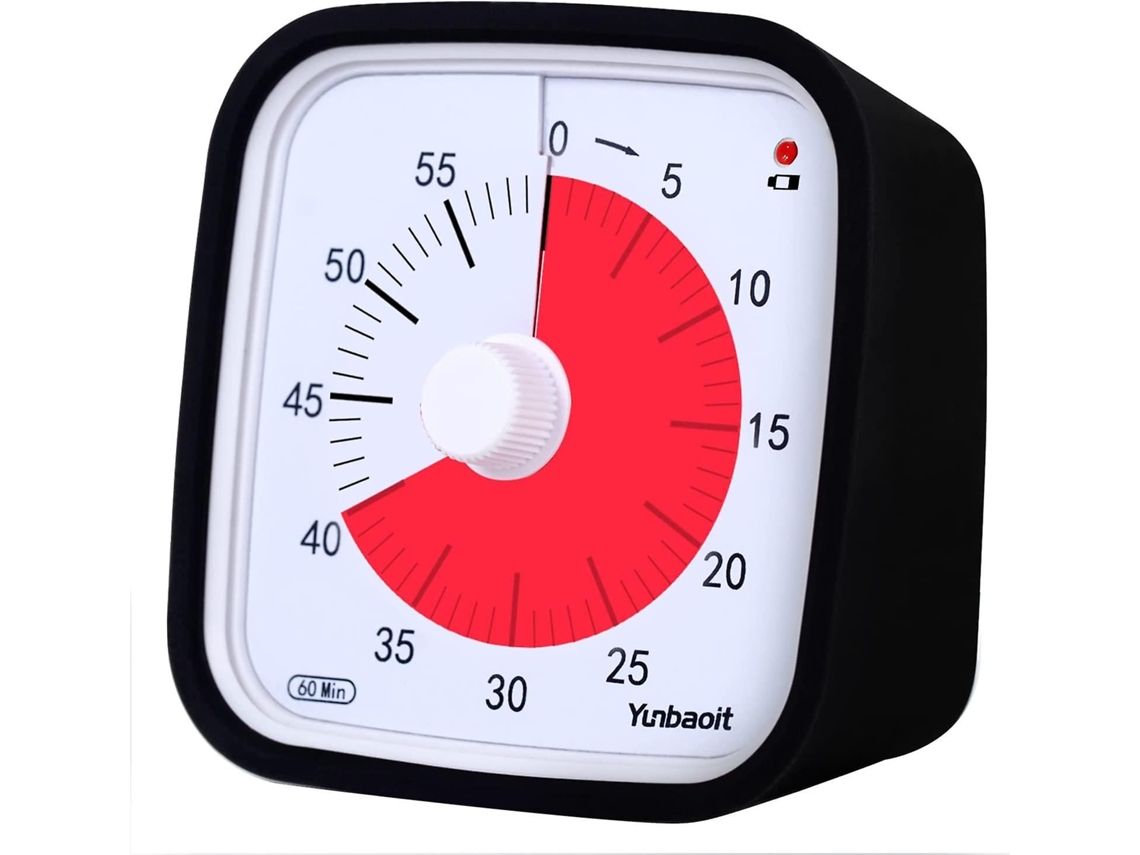 Timer Visual De 60 Minutos Com Estojo Protetor, Na Cor Preta-zscy