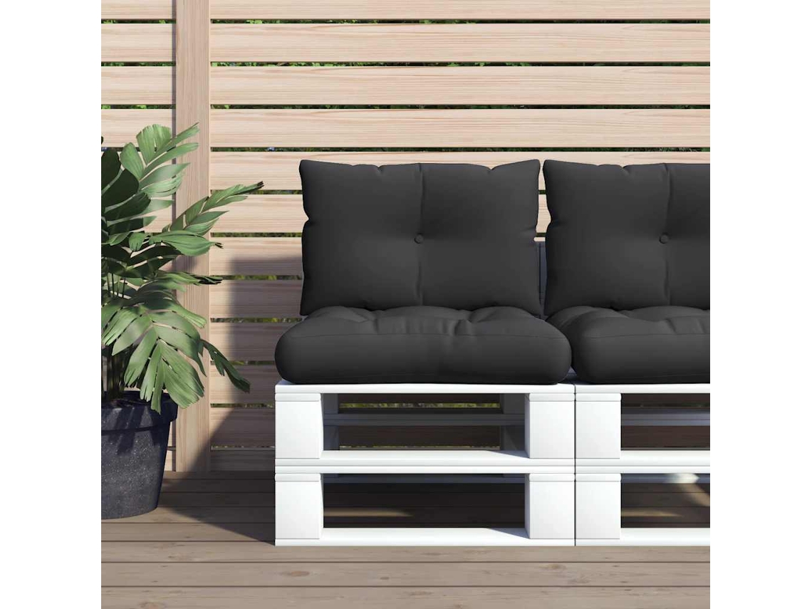 Vidaxl Almofadões De Paletes 2 Pcs Tecido Preto