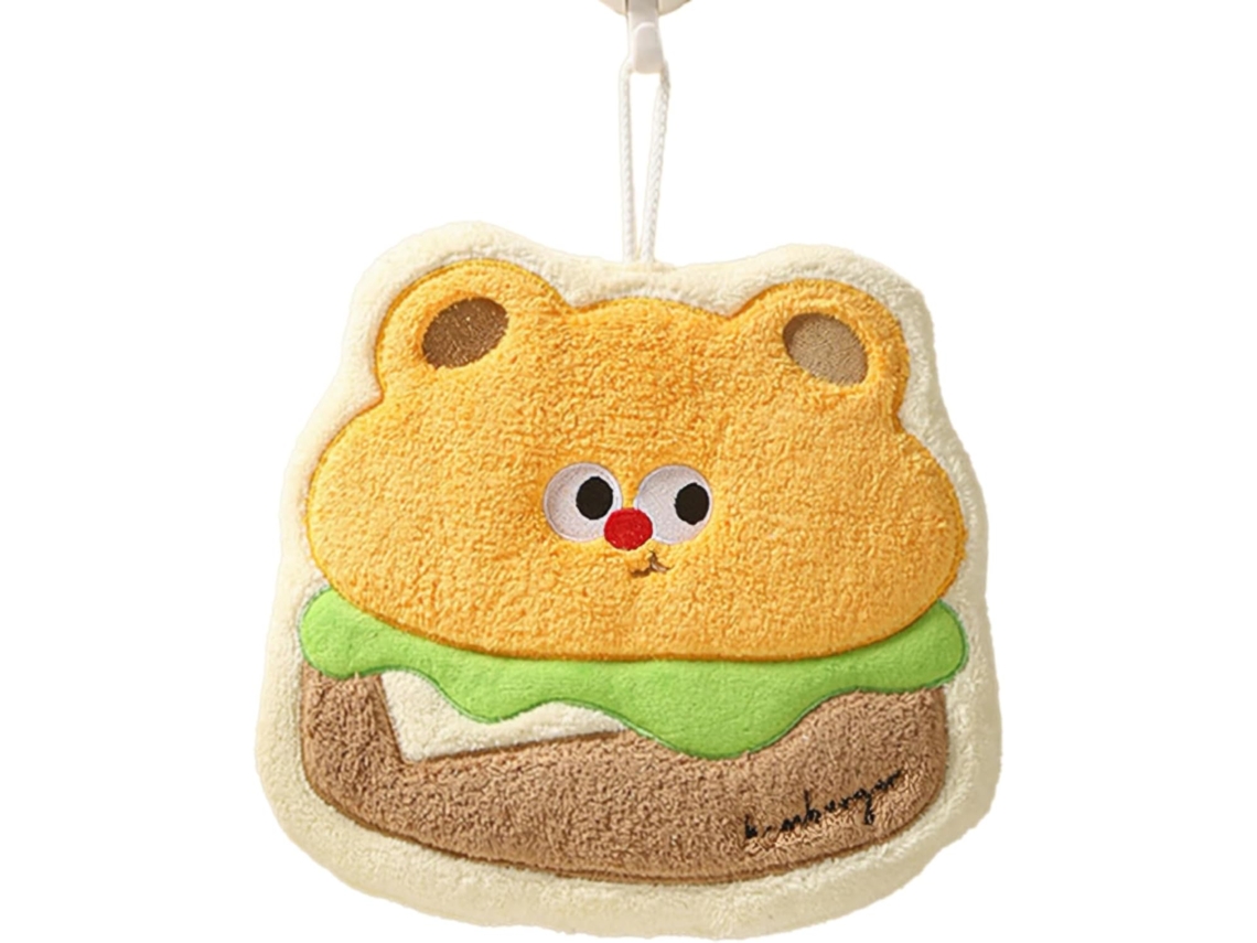 Toalha Fofa Para Banheiro, Toalha De Banho Infantil Com Desenho Animado, Toalha De Mão Decorativa Pequena(21, 8 X 19, 8 Cm, Lã Coral)(hambúrguer)