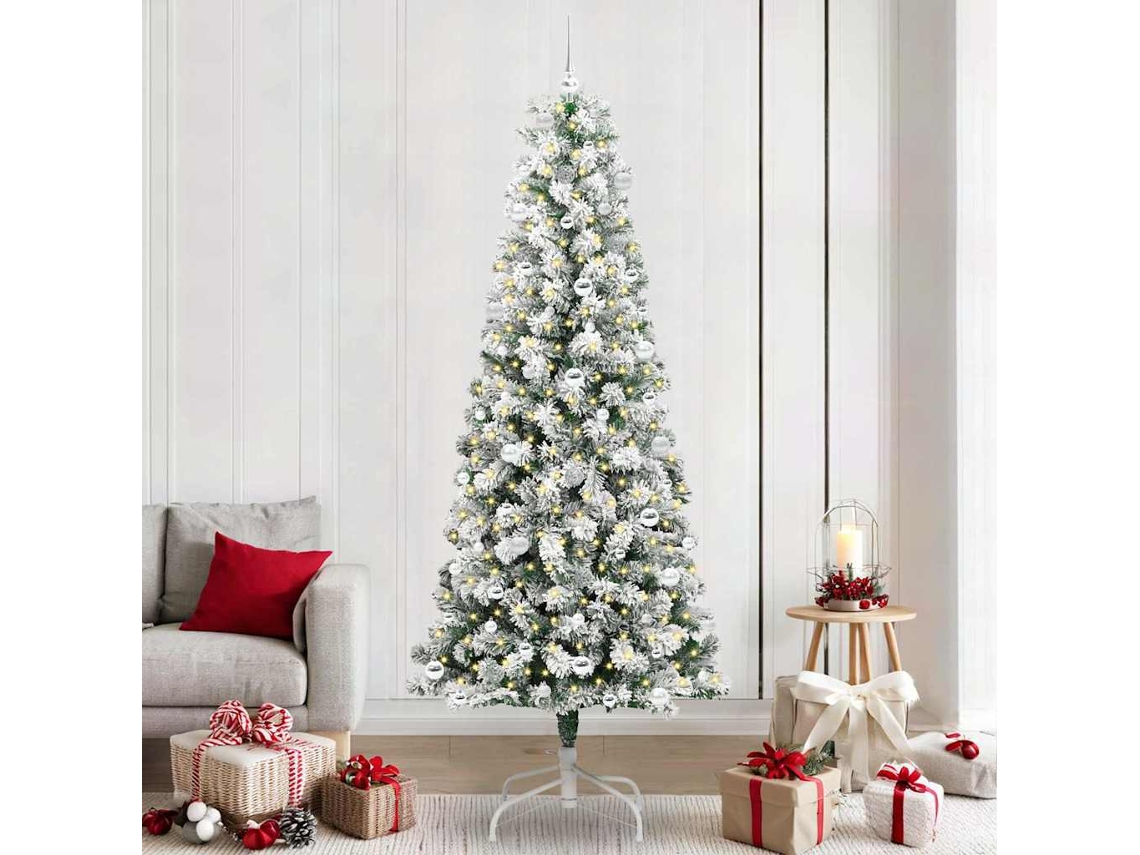 Vidaxl Árvore De Natal Articulada Artificial Verde E Branco 240 Cm