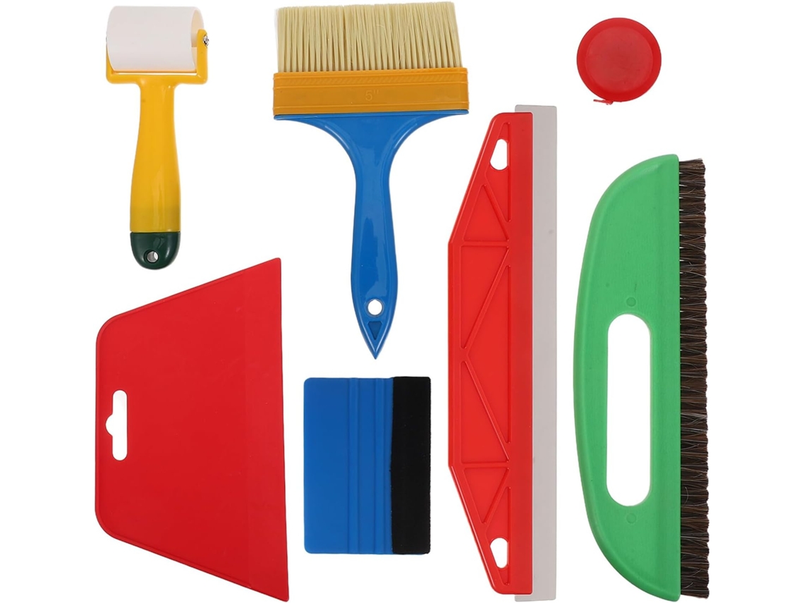 Conjunto de 7 espátulas de plástico para aplicação de películas em janelas e papel de parede.
