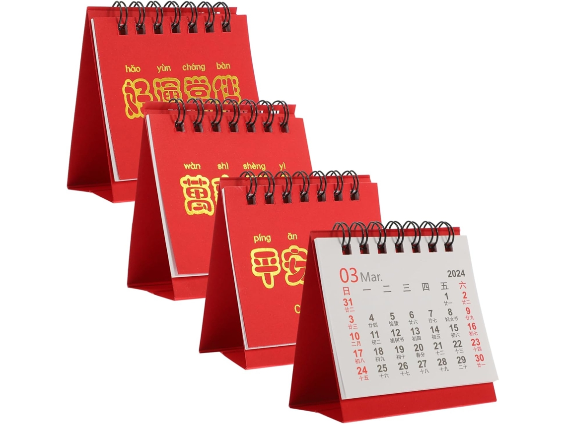Calendário De Mesa Mensal 4 Peças, Pequeno, Com Espaço Para Anotações,