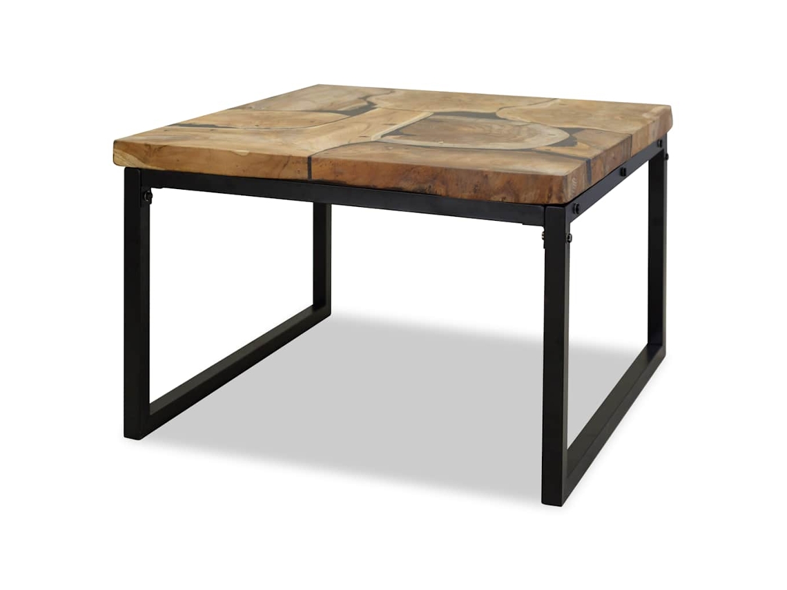 Vidaxl Mesa De Centro Em Resina De Teca 60x60x40 Cm