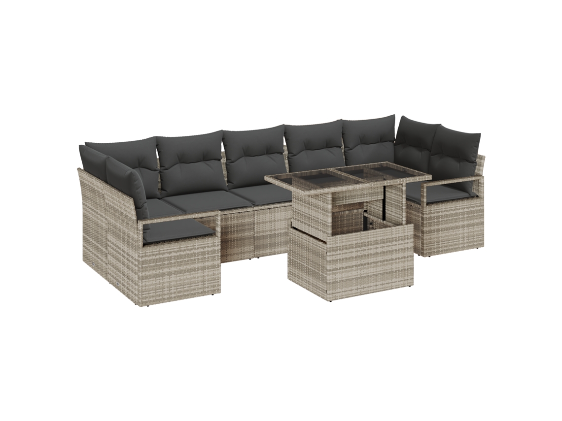 Conjunto 8 Conjunto De Sofá De Jardim Vidaxl Cinzento-claro Vime Pe (100 X 55 X 73 Cm)