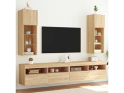 Vidaxl Móveis De Tv Com Luzes Led 2 Pcs 30,5x30x90 Cm Carvalho Sonoma
