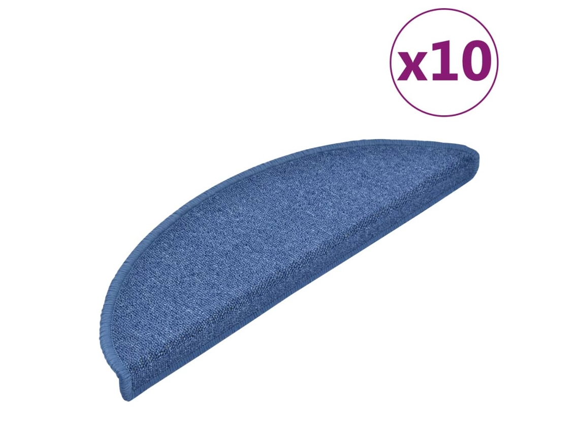 Conjunto de 10 Tapetes de Escada Azul Semicircular MAISON EXCLUSIVE (56x17x3 cm)