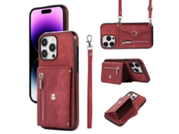 Suporte Casa Bloqueio Rfid Para Iphone 14 Pro Max Pele Sintética Vermelho