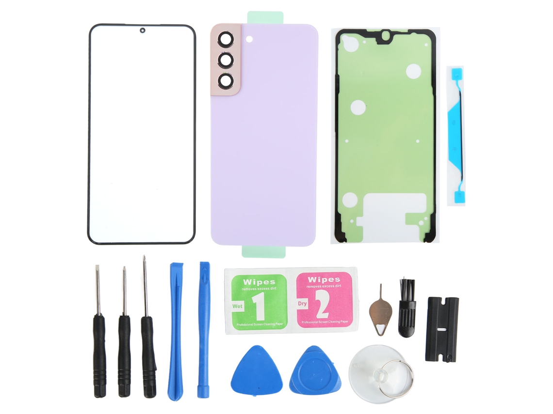 Aetheria kit Tampa Vidro Traseiro com Lente Câmera e Tampa Tela Externa para Samsung Galaxy S22 Plus Roxo