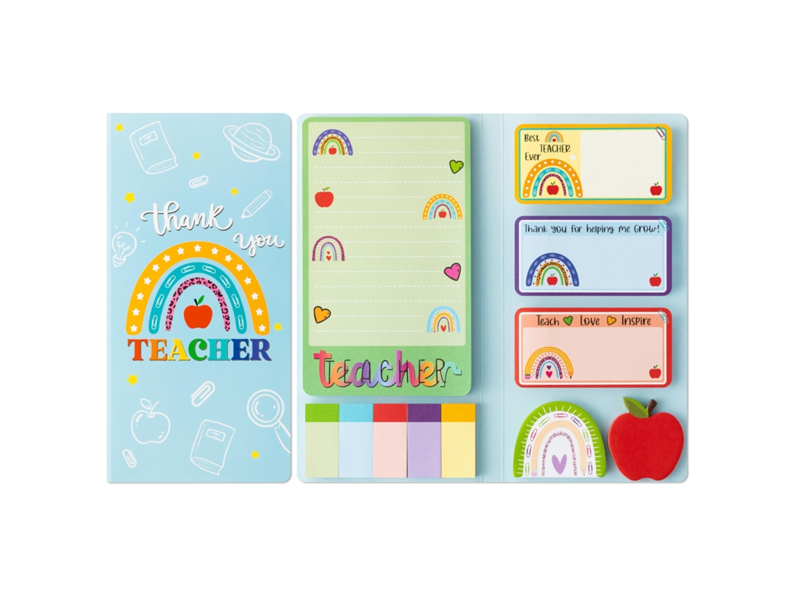 Bloco de Notas Autoadesivo Boho Rainbow para Professores, 550 Folhas, Bloco de Agradecimento para Professores BRILVIBERA