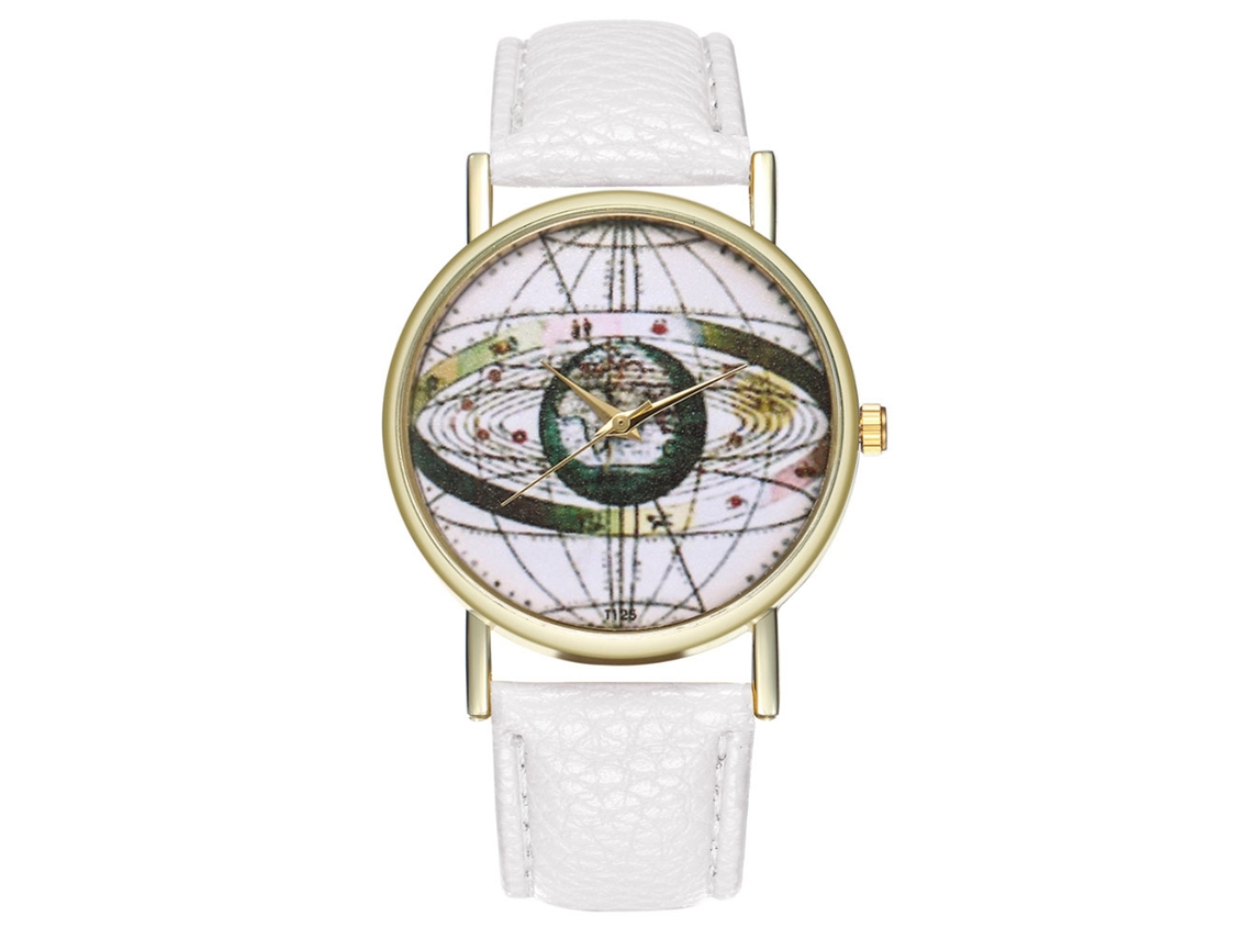 Relógio de Pulso de Quartzo com Pulseira de Couro Fashion para Homens e Mulheres (branco)