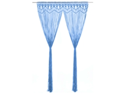 Vidaxl Cortina Macramé 140x240 Cm Algodão Azul