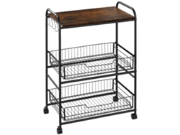 Carrinho de cozinha com 3 níveis, 60x38x85,5 cm, rústico S/MARCA