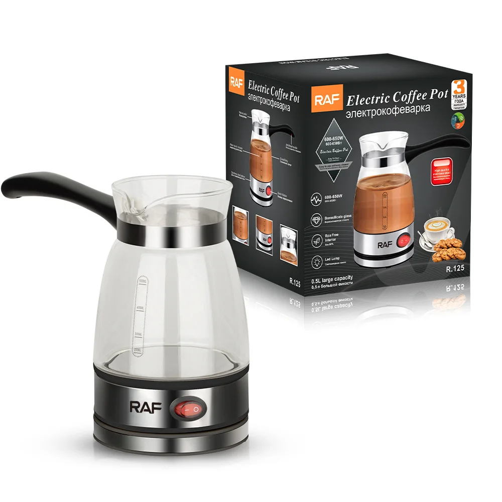 Máquina de Café Elétrica, Material de Vidro, Cafeteira Turca, Aquecedor de Leite para Mocha Italiana MDUG (preta)