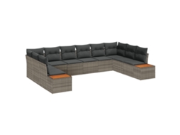 Conjunto 10 Conjunto De Sofás Para Exterior Vidaxl Cinzento Vime Pe (344 X 209 X 85 Cm)