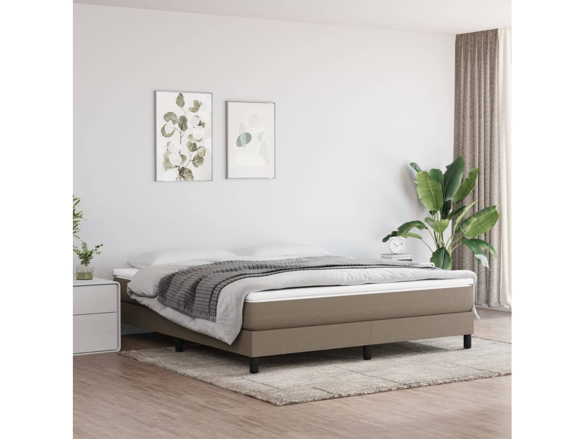 Cama Sem Colchão 160x200 Cm Tecido Castanho-acinzentado