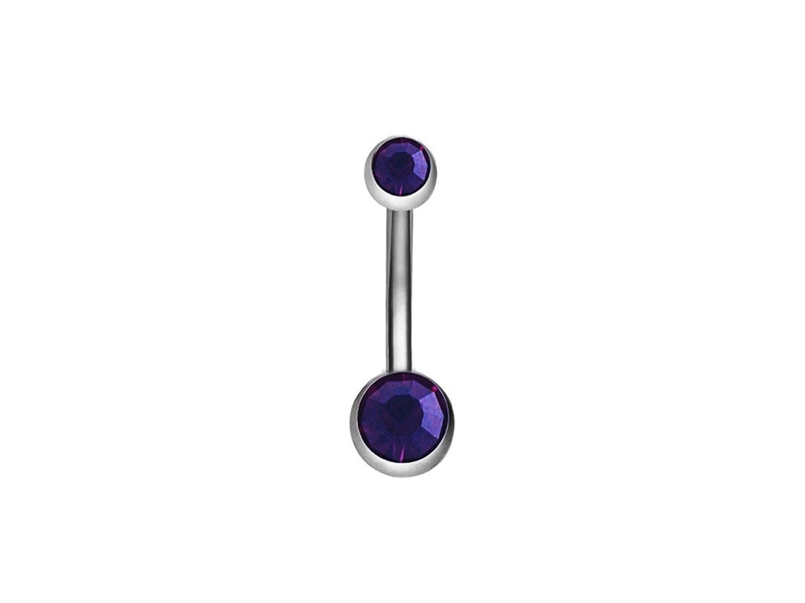 Jóia Corporal Piercing Umbigo Duplo Aço Inoxidável Anti-alergica Com Strass