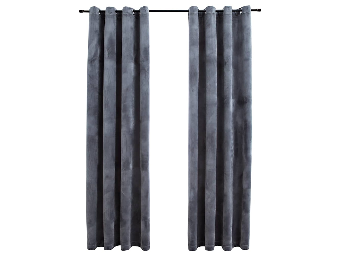 Maison Exclusive - Cortinas Blackout Com Argolas 2 Pcs 140x225 Cm Veludo Antracite