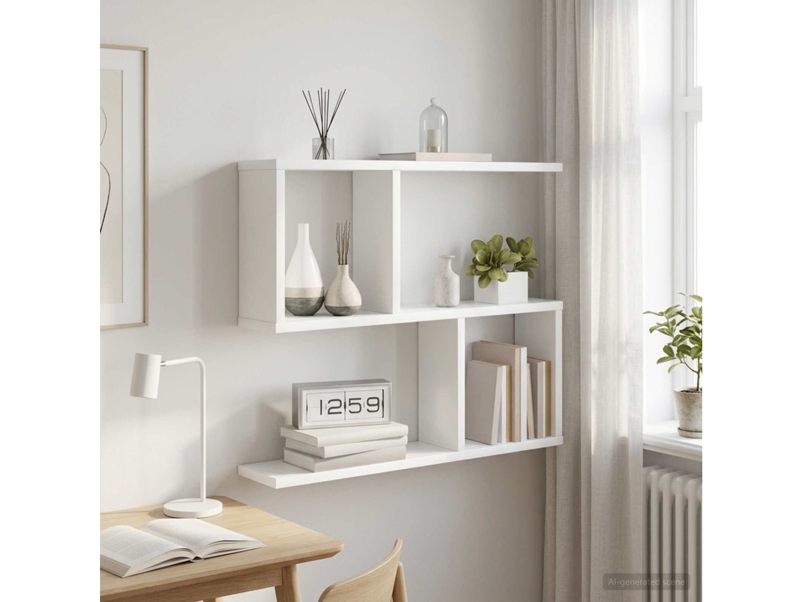 Vidaxl Prateleira De Parede Branco 60 X 12 X 50,5 Cm