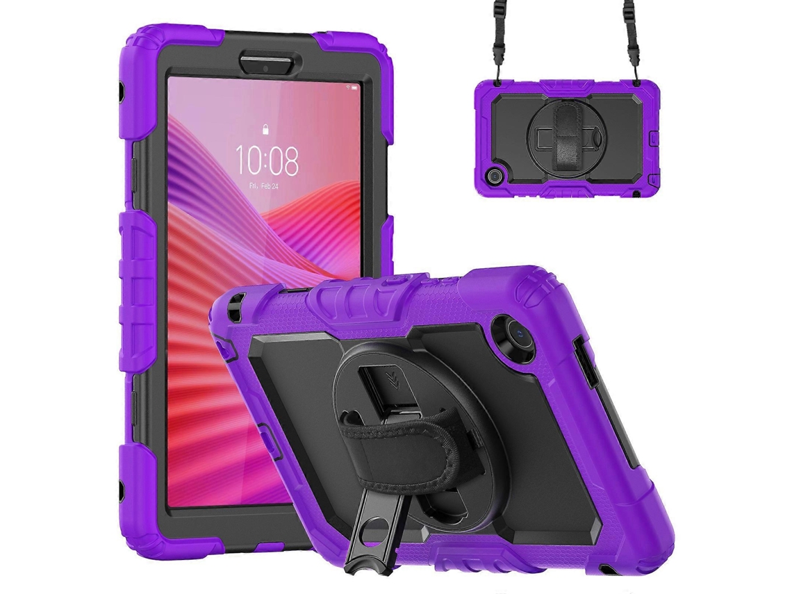 Capa protetora Hengrongshen para Lenovo Tab K9 TB305FU, capa de silicone com película PET e alça de ombro, roxa