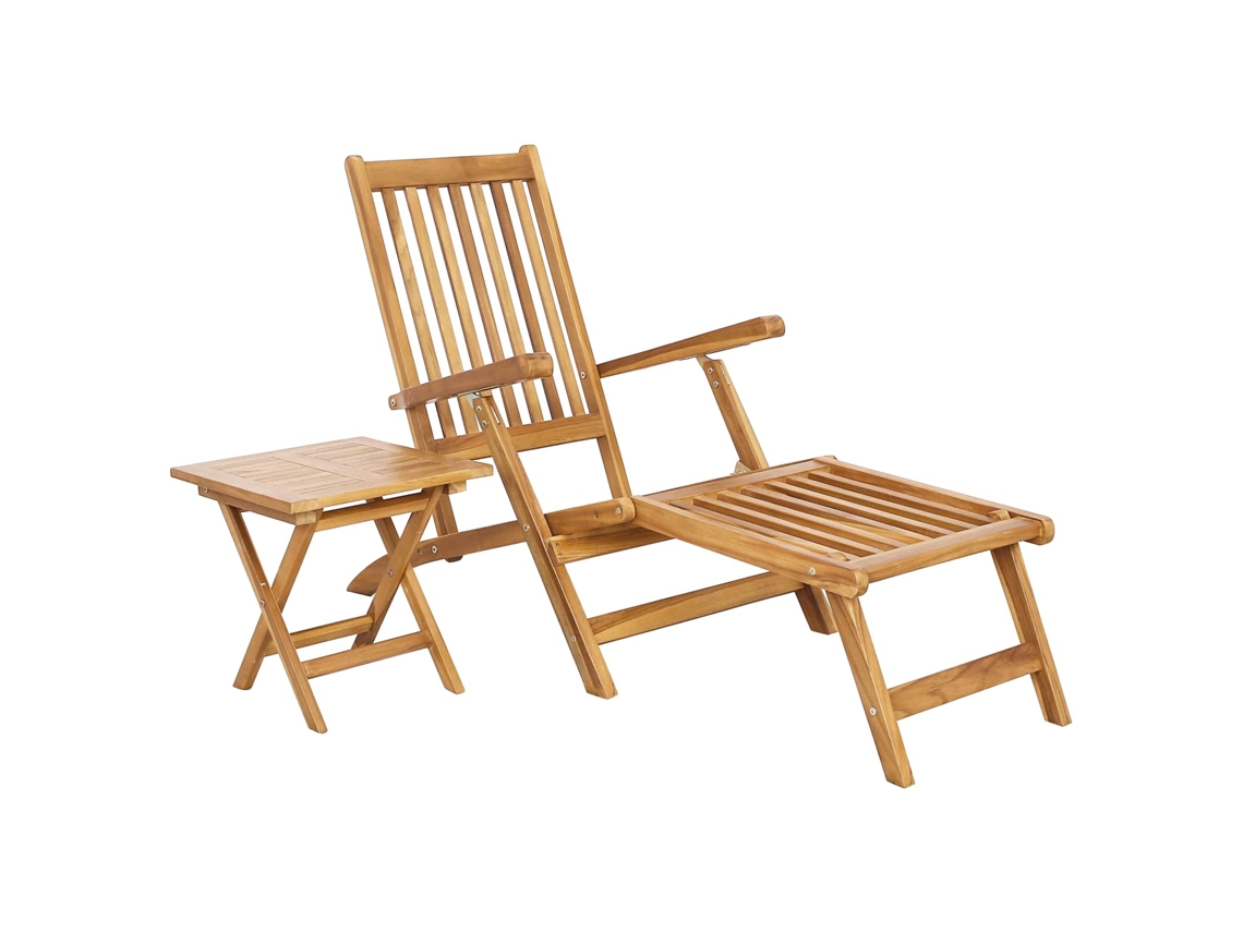 Maison Exclusive - Cadeira De Deck Dobrável Com Mesa Natural
