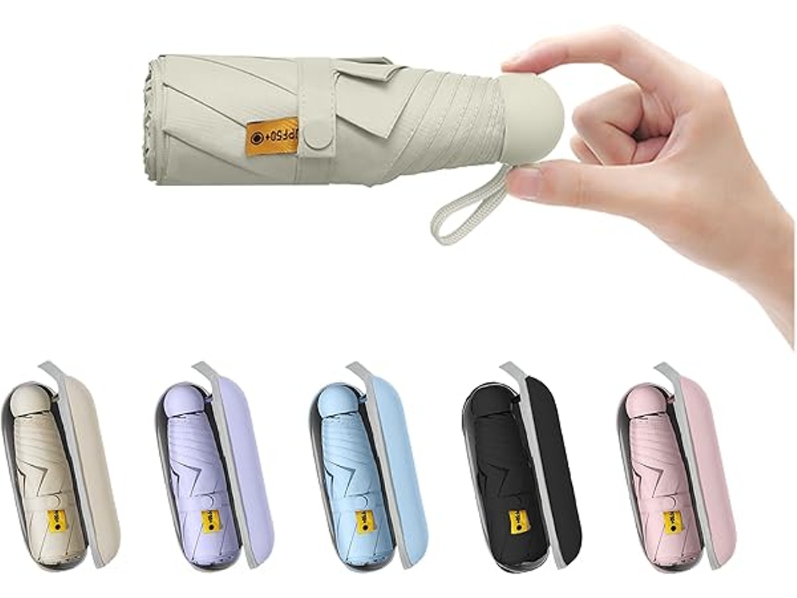 Mini guarda chuva com Capa Compacto e Prático, Proteção Uv, Leve Fácil de Transportar, Uso em Mulheres Meninas, Multifunções STELASPLEN