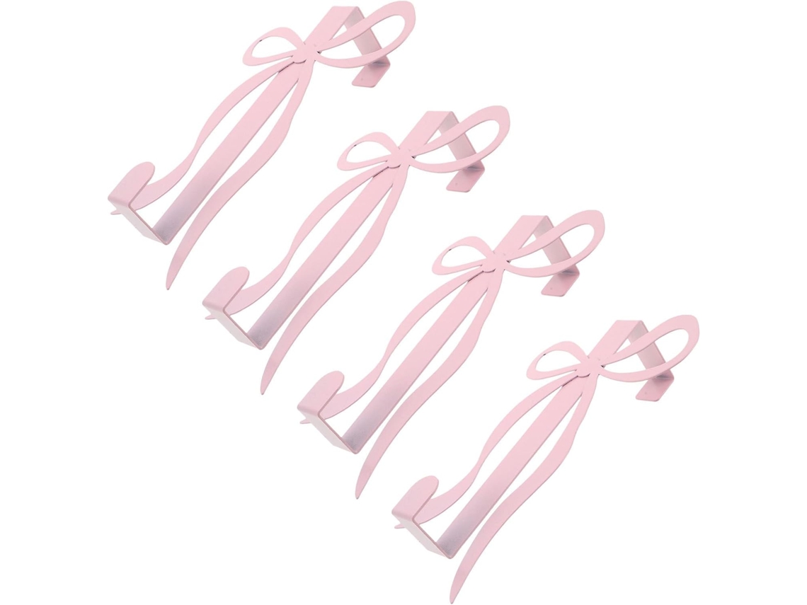 Aboofan 2-pares De Ganchos Porta, Ideais Pendurar Roupas E Toalhas, Design Com Laço De Ferro Rosa, Fixação
