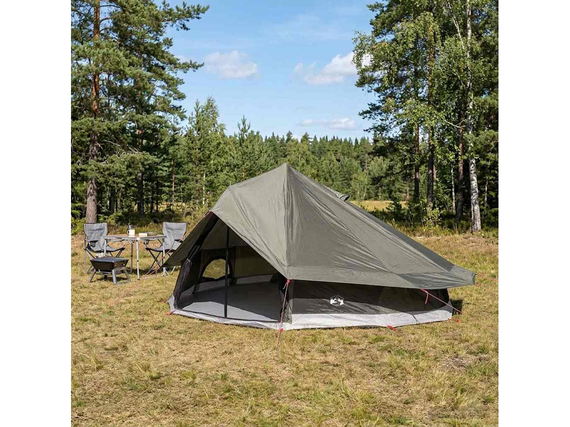 Vidaxl Barraca Tipi 20 Pessoa Marrom Cinza Poliéster E Aço