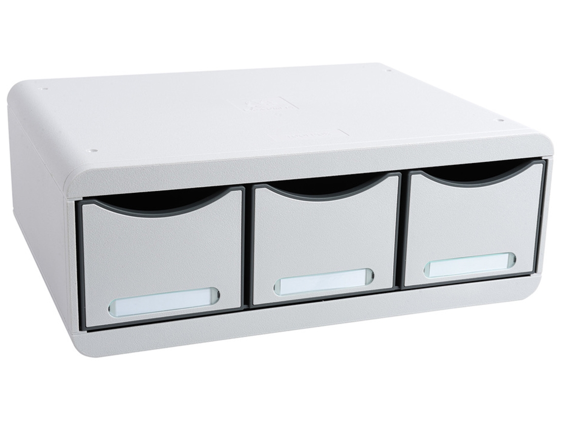 Caixa de Gaveta EXACOMPTA Toolbox Maxi 3 Gavetas Cinza Claro