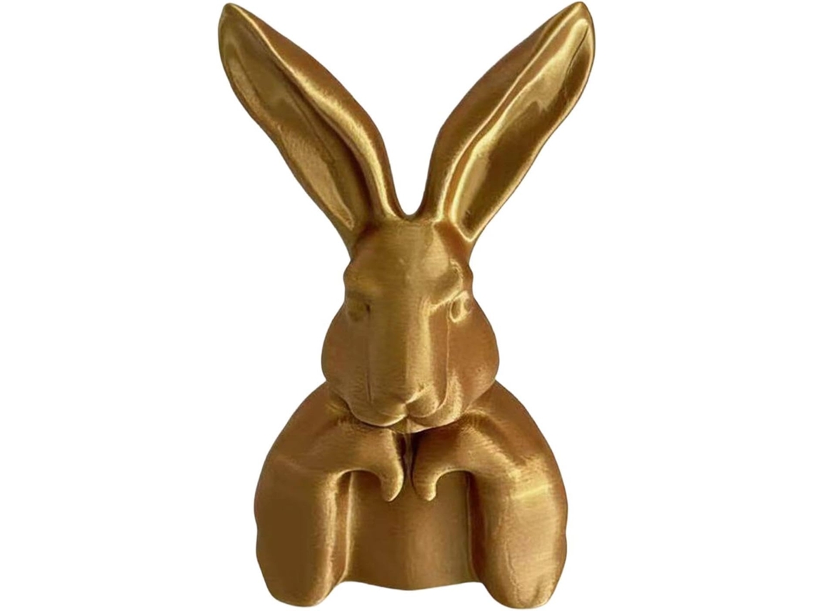 Escultura Decorativa De Coelho Dourado Da Páscoa | Acessório Decorativo De Primavera
