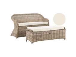 Sofá De Jardim Beliani Susua De Rattan/vime Natural 141x69x86