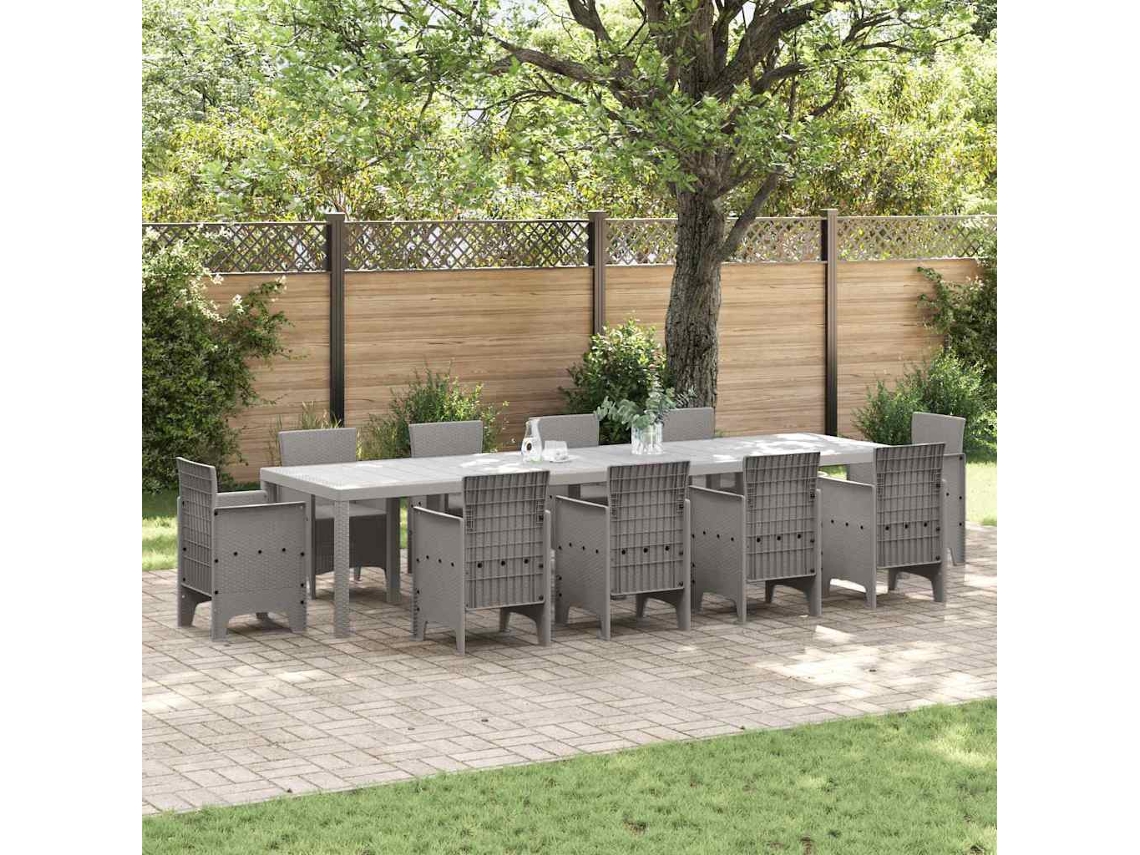 Vidaxl Mesa De Jardim Cinzento-claro 350 X 100 X 74 Cm Vime Pe
