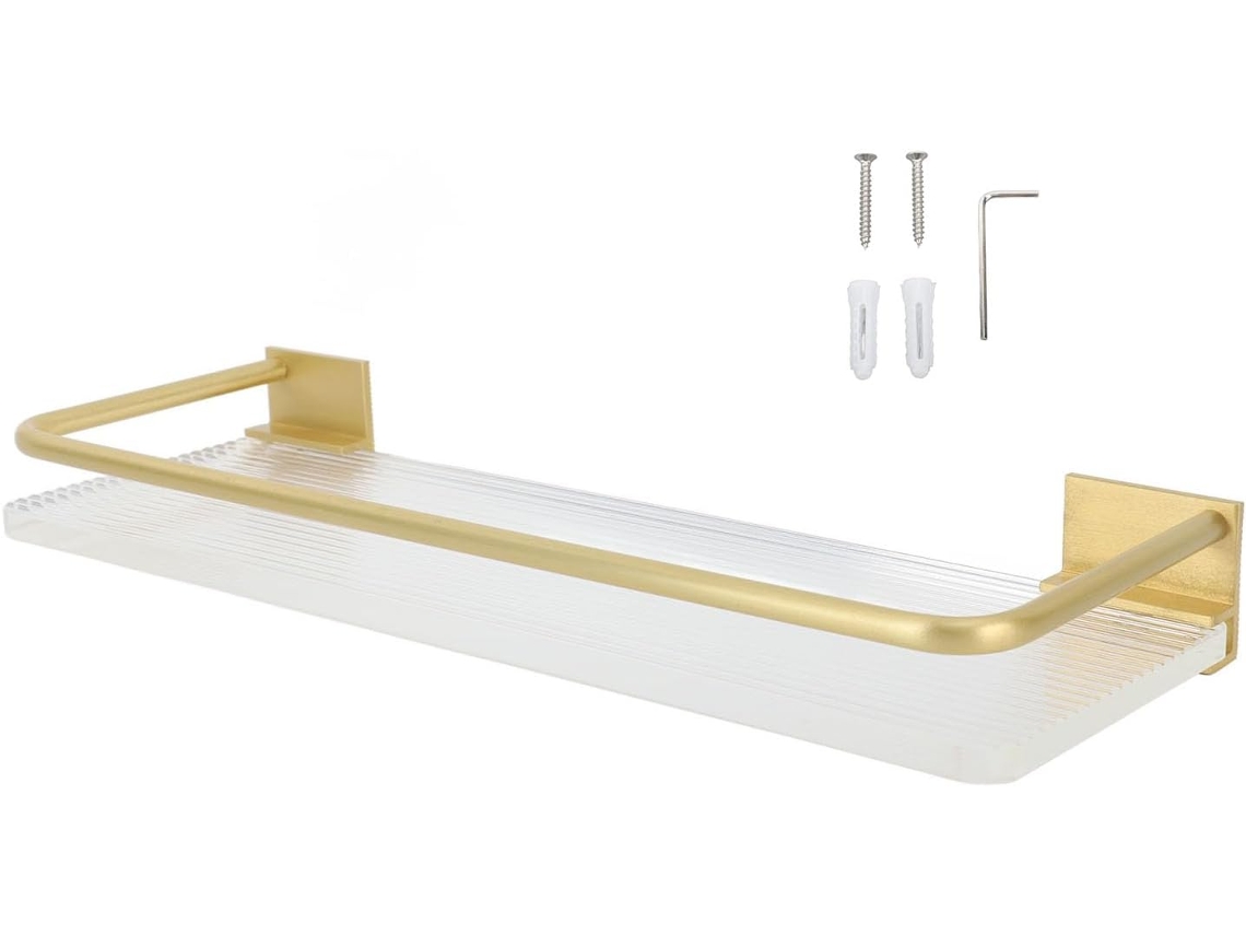 Prateleira De Parede Para Banheiro, Em Alumínio E Acrílico, Com Suporte Para Toalhas Design Inovador, Multifuncional