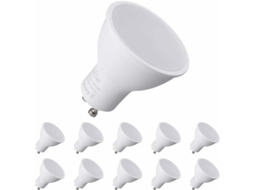 Lâmpada Led Refletora, 10 Unidades, Base Gu10, 7w, 70w, 3000k, Para Uso Residencial, Comercial Ou Substituição De Fontes Convencionais