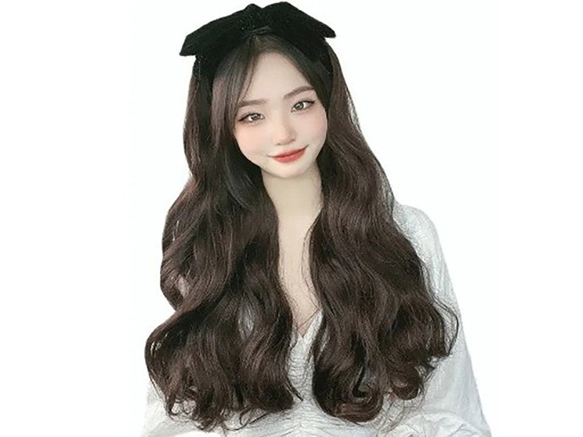 Peluca Sintética De Onda Larga Con Flequillo Para Cosplay De Mujer