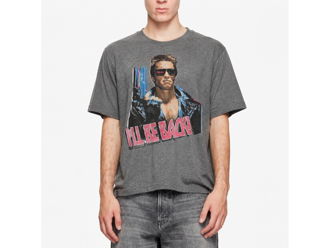 Rockinstone Terminator Ill Be Back Heather Graphite Adult T-shirt Size:xxl