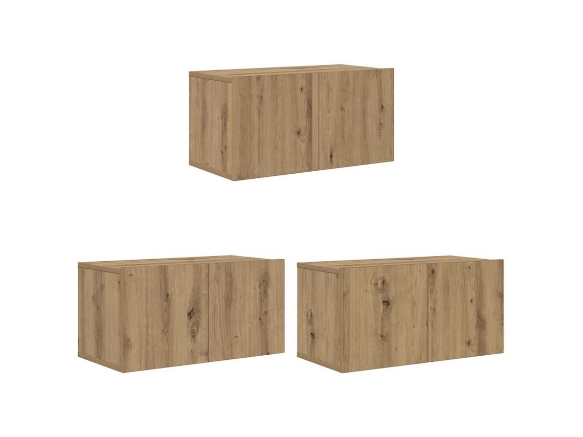 Conjunto de 3 Móveis de Tv Castanho 60x30x30 cm MAISON EXCLUSIVE