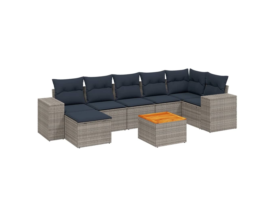Conjunto de Sofá de Jardim, 8 Peças, Almofadas, Rattan Cinza MAISON EXCLUSIVE