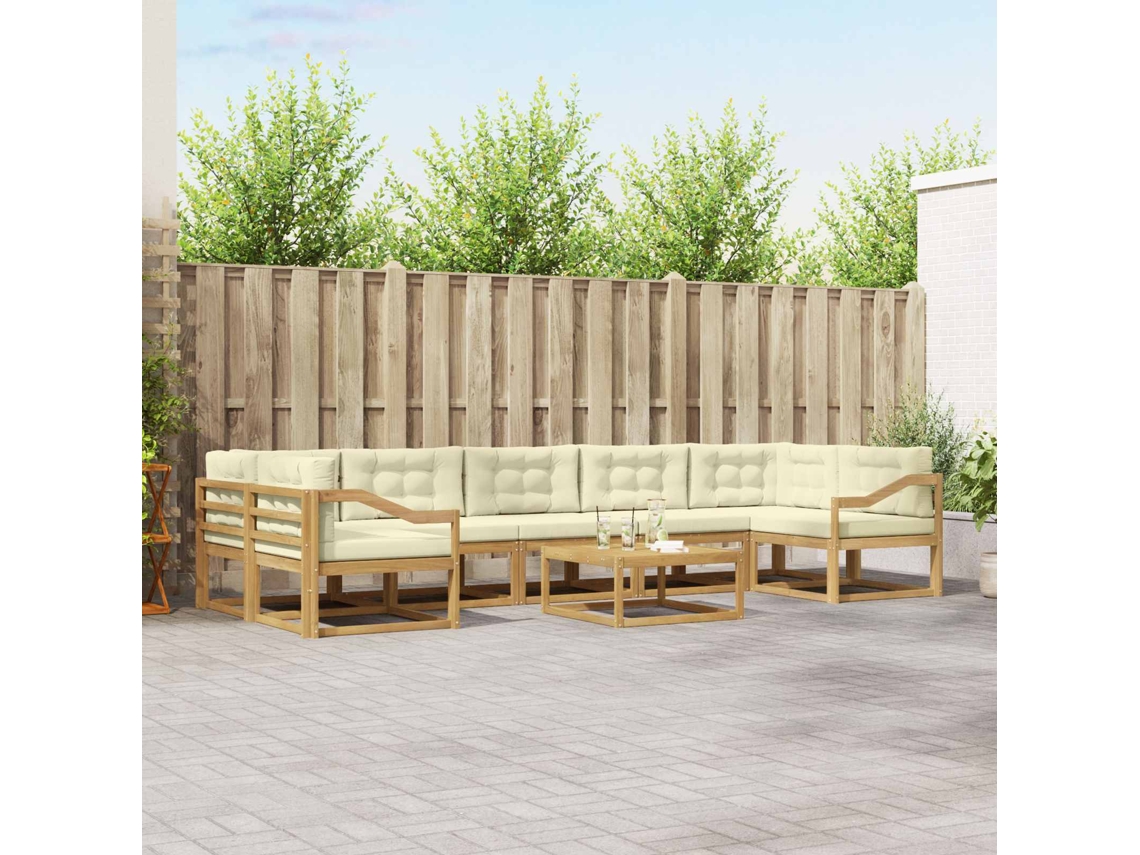 Vidaxl Conjunto De Sofás Para Exterior 6 Unid. Branco E Creme