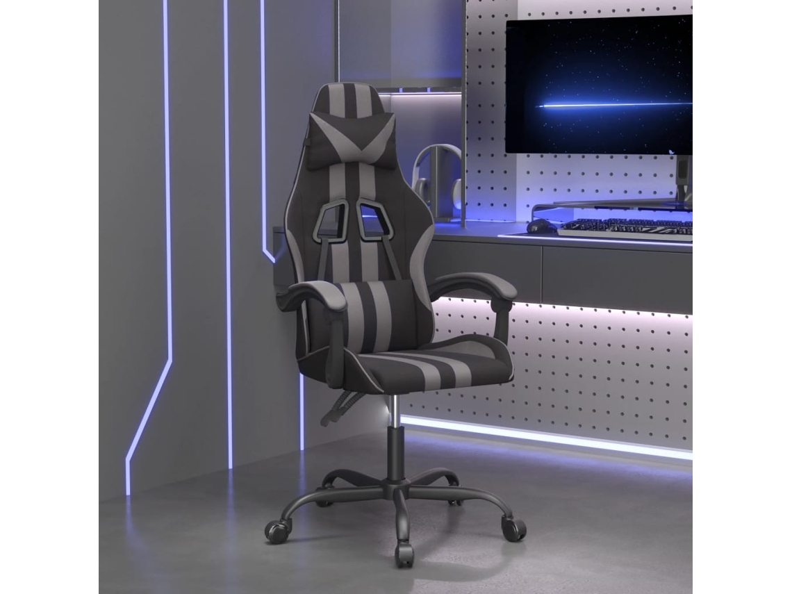Vidaxl Cadeira Gaming Couro Artificial Preto E Cinzento