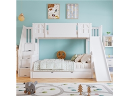 Beliche Infantil 90x200 cm com Janela Escorregador Gavetas e Escada VELTRIX