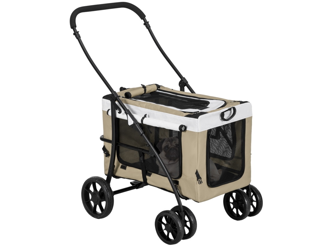 Carrinho Multiuso com Alcofa Removível Freios 81x58x98cm Cáqui